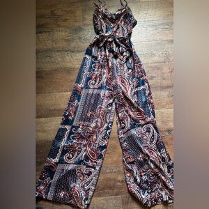 Silk Navy Paisley Romper
